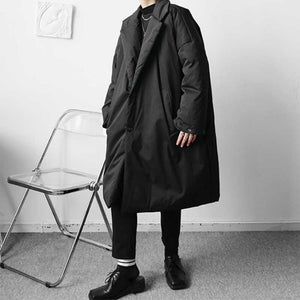 Dark Solid Color Mid-Length Thickened Coat