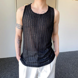 Thin Sheer Crew Neck Tank Top