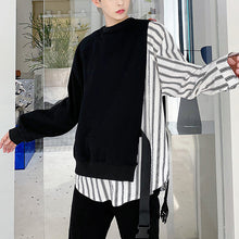 Load image into Gallery viewer, Striped Panel Long Sleeve Loose Shirt
