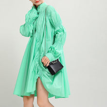 Load image into Gallery viewer, Ruched Balloon Sleeve Shirt Dress
