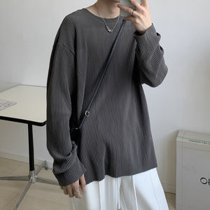 Thin Simple Solid Color Pullover Long Sleeve T-Shirt