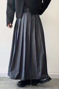 Pleated Double Belt Skirt