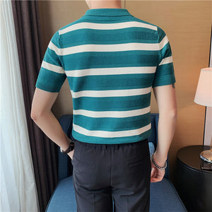 Wide Stripe Slim Fit Polo Shirt