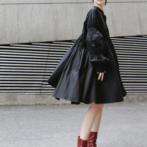 Ruched Balloon Sleeve Shirt Dress