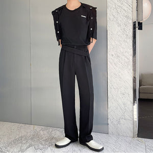 Irregular Belt Embellished Slacks