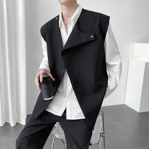 Japanese Retro Asymmetrical Sleeveless Vest Jacket