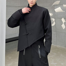 Load image into Gallery viewer, Stand Collar Retro Buckle Asymmetric Short Coat
