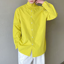 Load image into Gallery viewer, Stand Collar Button Long Sleeve Loose Shirt
