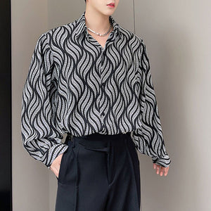 Geometric Pattern Loose Long Sleeve Shirt