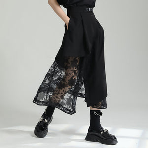 Irregular High-waist Paneled Mesh Skirt