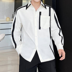 Contrast Webbing Panel Long Sleeve Shirt