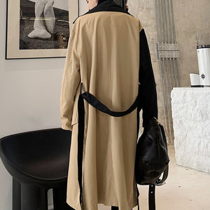 Contrast Cuban Collar Panel Trench Coat