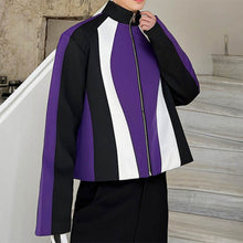 Load image into Gallery viewer, Colorblock Stand Collar Jacket
