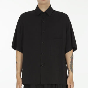 Black Simple Loose Short Sleeve Shirt