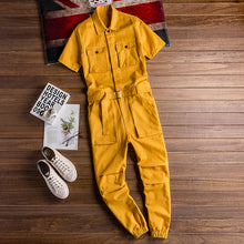 Load image into Gallery viewer, Retro Casual Multi-Pocket Short Sleeve Jumpsuits
